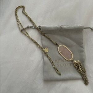 Kendra Scott Gold Necklace with Pink Stone
